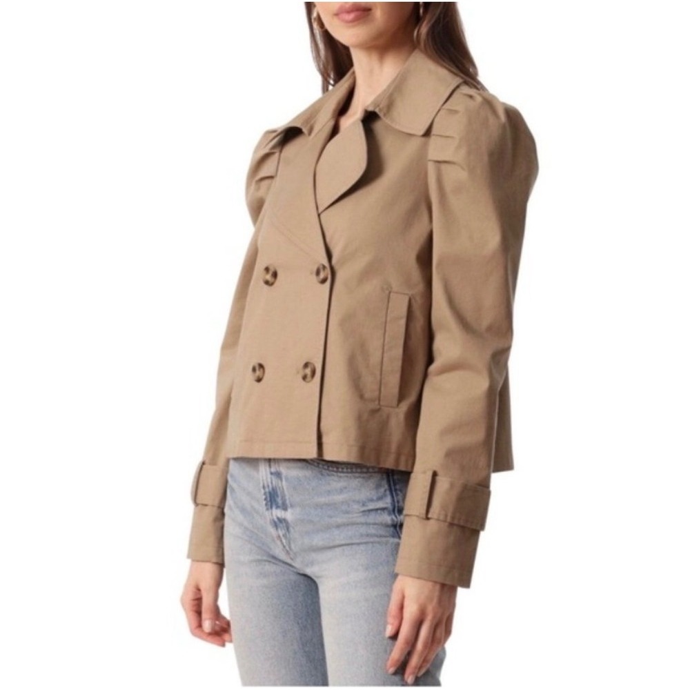 Avec Les Filles Cropped Puff Shoulder Jacket L Preppy Quiet Luxury Dark Academia